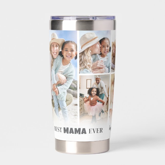 Personalisiertes Beste Mama Foto-Collage Mutter Thermobecher (Vorderseite)