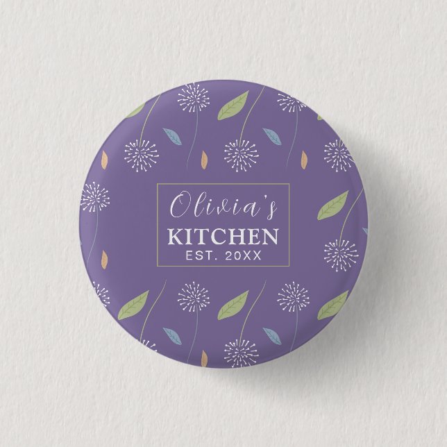 Personalisiertes, bezauberndes Blumenmuster Button (Vorderseite)