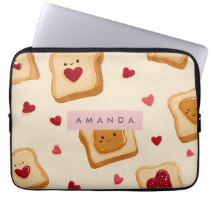 Personalisiertes, bezauberndes Toast- und Herzstei Laptopschutzhülle