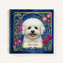 Personalisiertes Bichon Frise Blaues Notizbuch