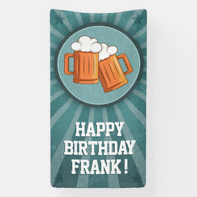 Personalisiertes Bier Happy Birthday Banner (Vertikal)
