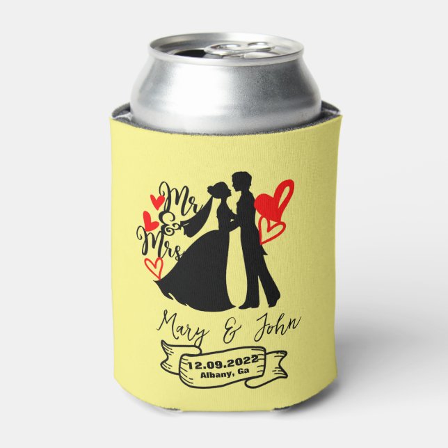 Personalisiertes Bier kann Hochzeit vorziehen Dosenkühler (Kanne Vorderseite)