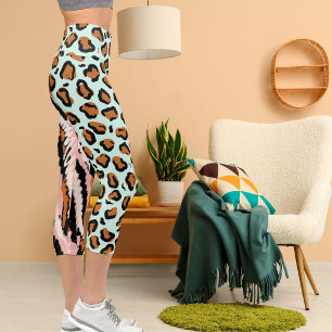 Personalisiertes Big Cat Foto Muster Wildtier Capri Leggings