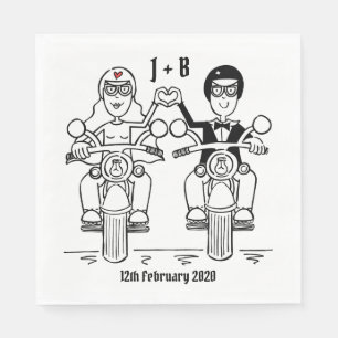 Personalisiertes Biker-Hochzeitspapier Serviette