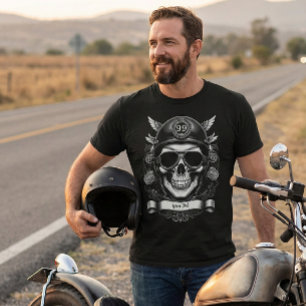 Personalisiertes Biker-Totenkopf-Motorrad 2-seitig T-Shirt