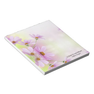 Personalisiertes Bild & rosa Wasserfarben-Blume Notizblock