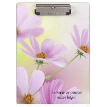 Personalisiertes Bild & rosa Wasserfarben-Blumen