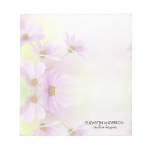 Personalisiertes Bild & rosa Wasserfarben-Blumen Notizblock