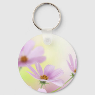 Personalisiertes Bild & rosa Wasserfarben-Blumen Schlüsselanhänger