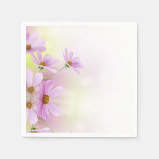 Personalisiertes Bild & rosa Wasserfarben-Blumen Serviette