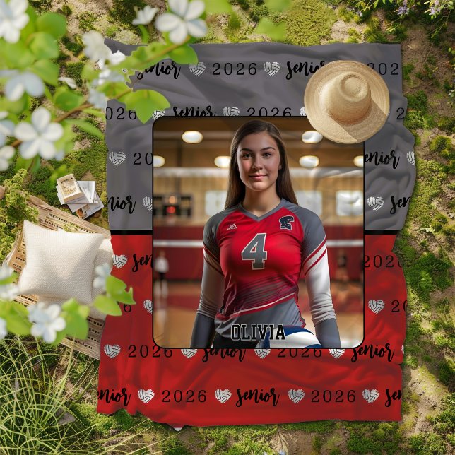Personalisiertes Bild Volleyball Senior Abschluss Fleecedecke (Von Creator hochgeladen)