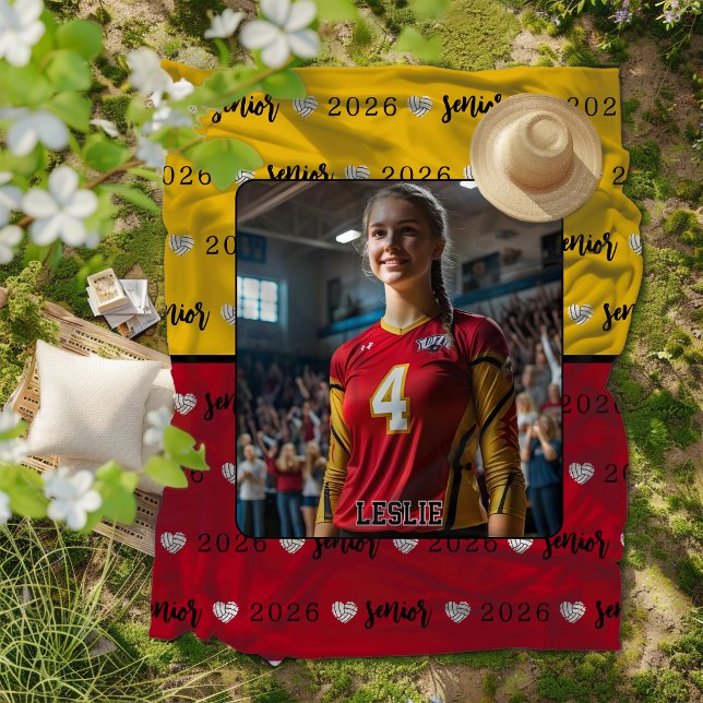 Personalisiertes Bild Volleyball Senior Abschluss Fleecedecke (Von Creator hochgeladen)