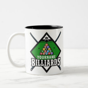Personalisiertes Billard NAME Queue Rack Billardra Zweifarbige Tasse