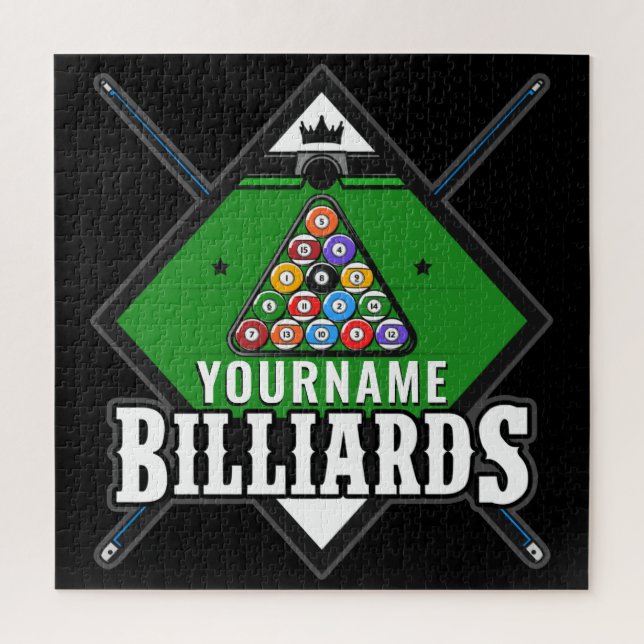 Personalisiertes Billard NAME-Queue-Regal Poolraum Puzzle (Vertikal)