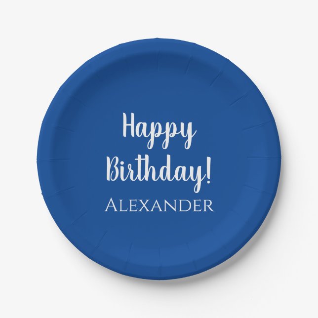 Personalisiertes Birthday Blue Party Pappteller (Vorderseite)