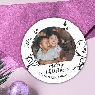 Personalisiertes Black Foliage Weihnachtsjubiläum Runder Aufkleber