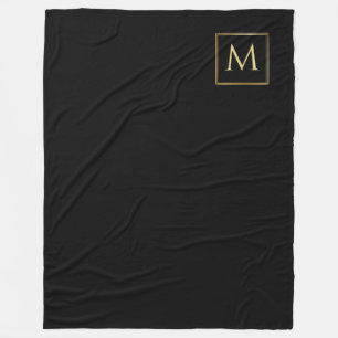 Personalisiertes Black & Gold Elegante Trendy Mono Fleecedecke