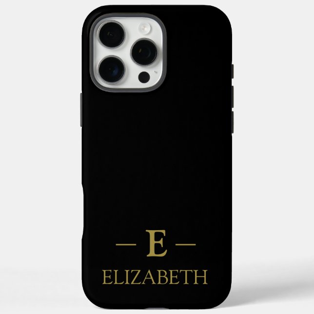 Personalisiertes Black & Gold iPhone 16 Pro Max Fa Case-Mate iPhone Hülle (Rückseite)