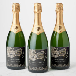 Personalisiertes Black Gold Lila Masquerade Party