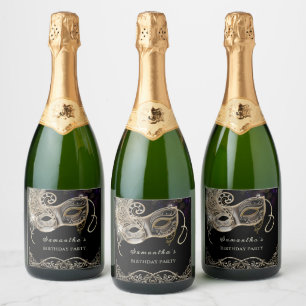 Personalisiertes Black Gold Lila Masquerade Party