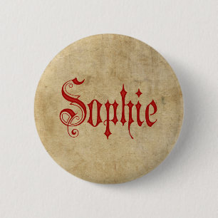 Personalisiertes Blackletter Pergament Sophie Rot Button