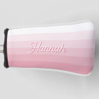 Personalisiertes Blassrosa Weiß Ombre Streifen Golf Headcover