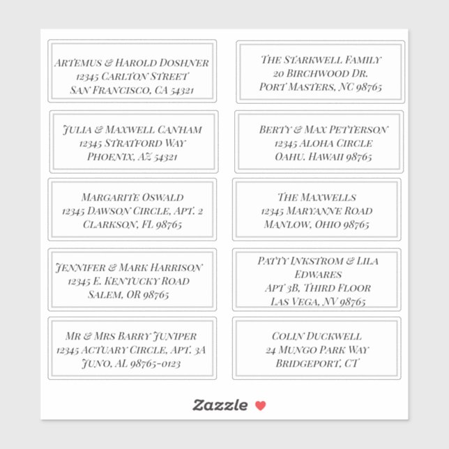 Personalisiertes Blatt mit 10 Adresslisten Aufkleber (Blatt)