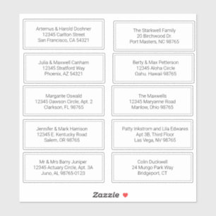 Personalisiertes Blatt mit 10 Adresslisten Aufkleber