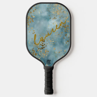 Personalisiertes Blattgold auf Türkis-Pickleball Pickleball Schläger