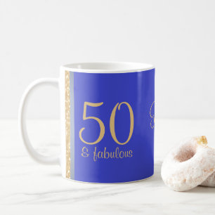 Personalisiertes Blau "50 und fabelhafter" 50. Kaffeetasse
