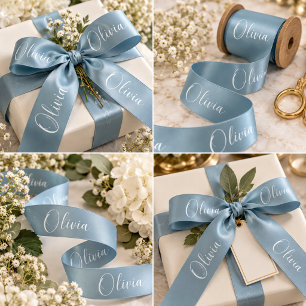 Personalisiertes Blau Elegantes Namens Modernes Sa Satinband