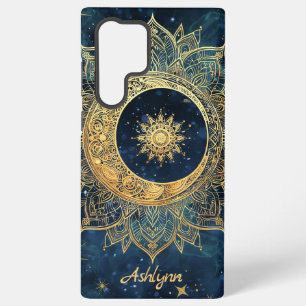 Personalisiertes Blau Himmlisch Gold Sonne Mond Ma Samsung Galaxy Hülle