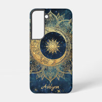 Personalisiertes Blau Himmlisches Gold Sonne Mond