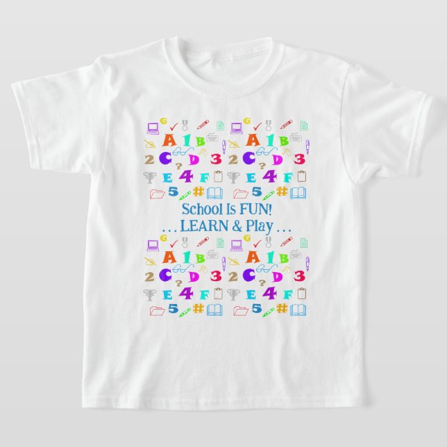 Personalisiertes Blau, lustige Kinder farbenfrohe  T-Shirt (Ablage )