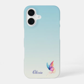 Personalisiertes blau minimalistisches Design iPhone 16 Hülle