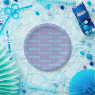 Personalisiertes Blau Pappteller