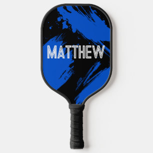 Personalisiertes Blau Schwarz Abstrakt Benutzernam Pickleball Schläger