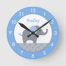 Personalisiertes Blau und Graue Elephant Kinderzim