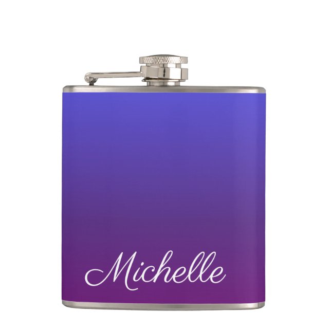 Personalisiertes Blau und lila Ober Flachmann (Vorderseite)
