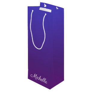 Personalisiertes Blau und lila Ober Geschenktüte Für Weinflaschen