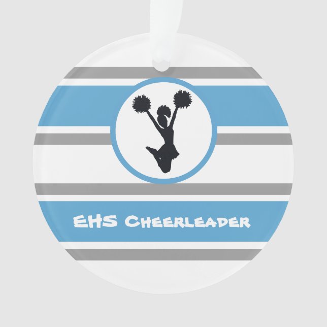Personalisiertes Blau und Silber Cheerleader Ornam Ornament (Vorderseite)