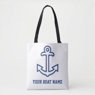 Personalisiertes Blau und Weiß Anker Tote Bag