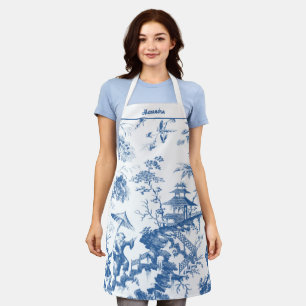 Personalisiertes Blau und Weiße Pagode Chinoiserie Schürze