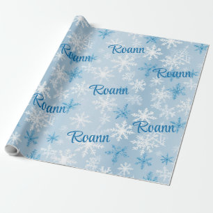 Personalisiertes Blau- und Weißer Winter-Schneeflo Geschenkpapier
