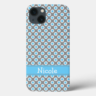 Personalisiertes Blau- und Weißpolka-Punktmuster Case-Mate iPhone Hülle