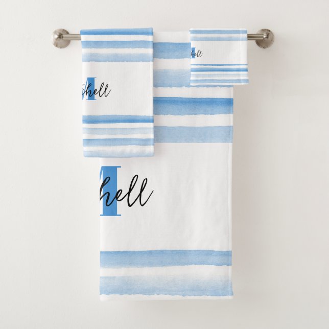 PERSONALISIERTES BLAU WATERCOLOR Badetuch Set (Insitu)