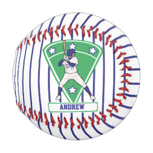 Personalisiertes Blau-Weiß-Baseballstern-Design Baseball
