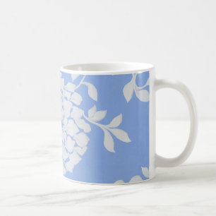 Personalisiertes Blau-Weiß-Blumenmuster Tasse