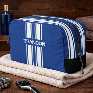 Personalisiertes blau-weißes Reisetasche mit Renns Waschbeutel