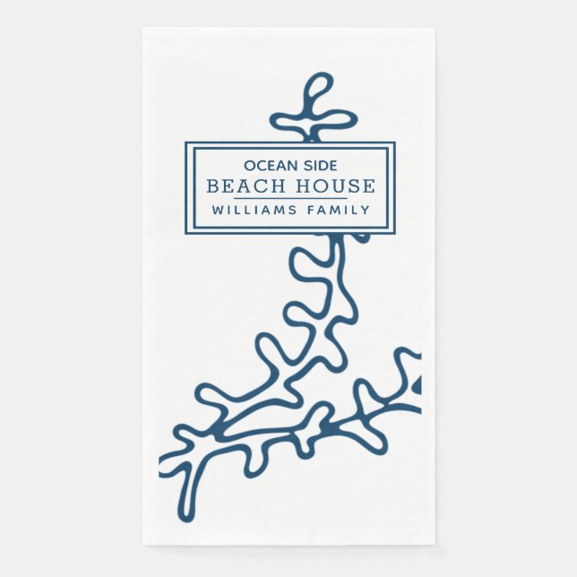 Personalisiertes Blaualgenmuster - Beach House Serviette (Vorderseite)